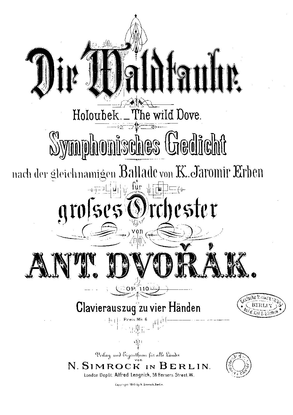 The Wild Dove ; Holoubek ; Die Waldtaube
