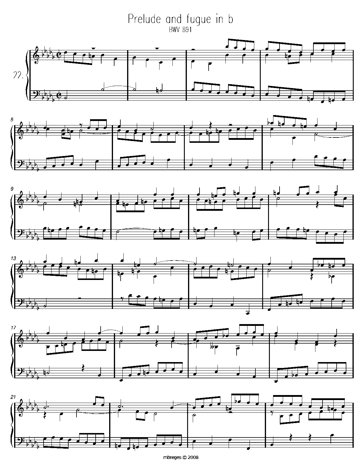 bach prelude and fugue in b flat minor book 2