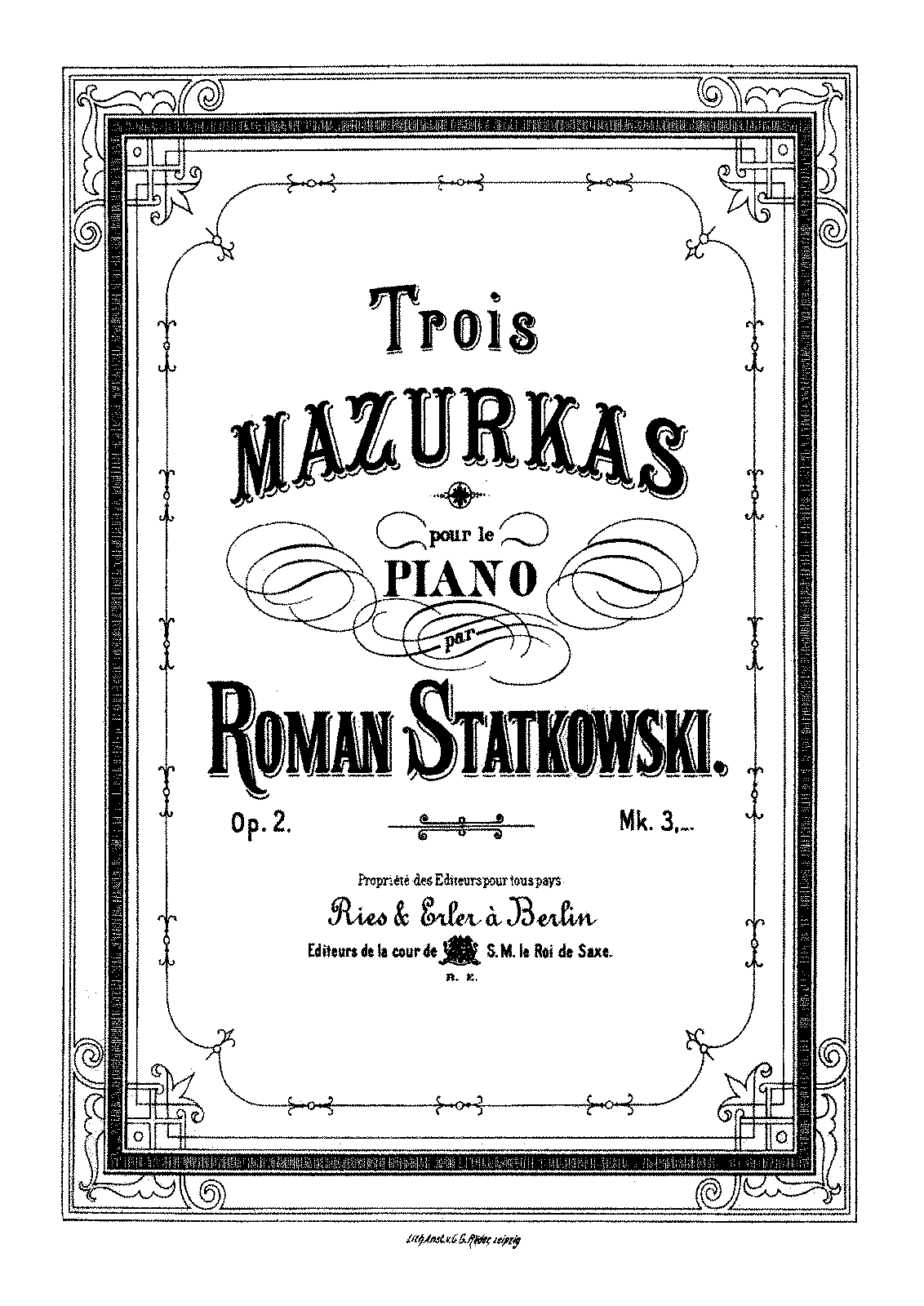 3 Mazurkas, Op.2 (Statkowski, Roman) - IMSLP