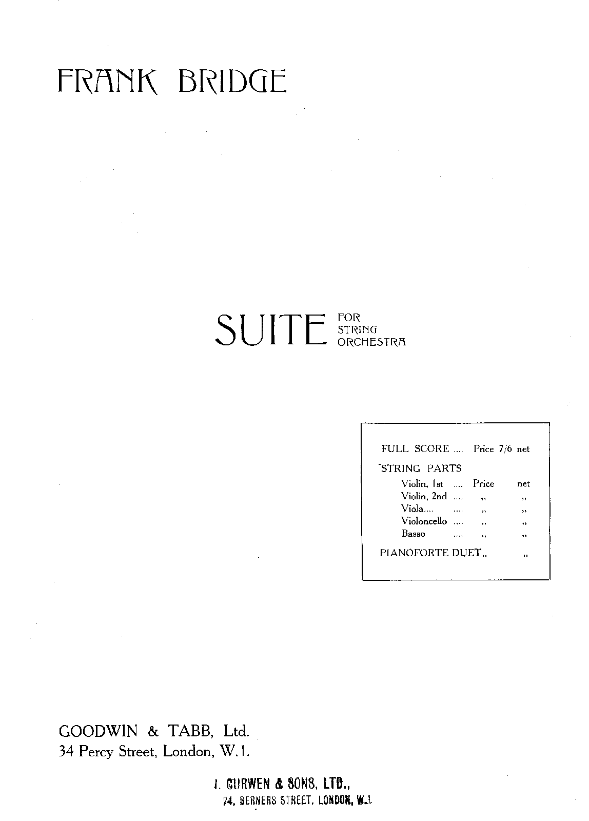 Suite for String Orchestra, H.93 (Bridge, Frank) IMSLP