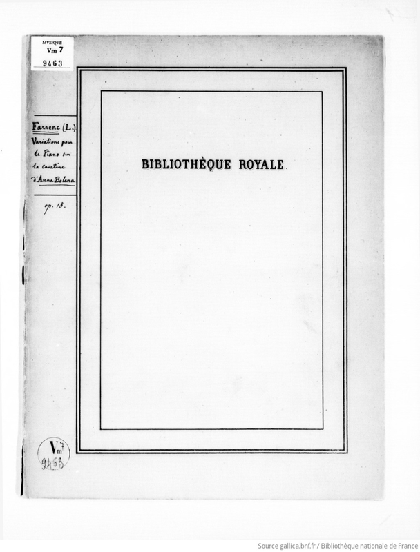 Variations brillantes sur la cavatine d'Anna Bolena de Donizetti 'Nel veder la tua costanza'