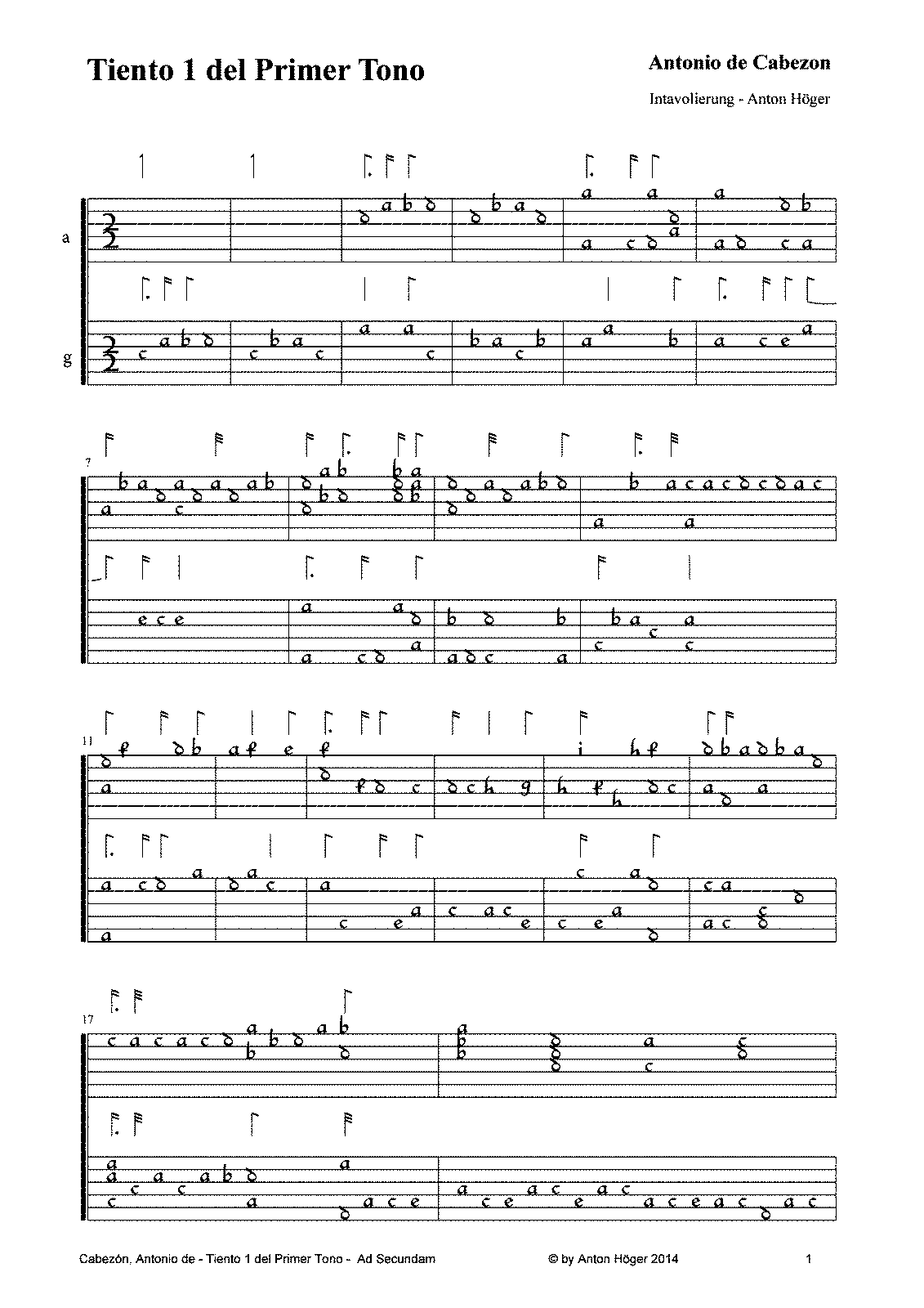 Tiento 1 del primer tono (Cabezón, Antonio de) - IMSLP