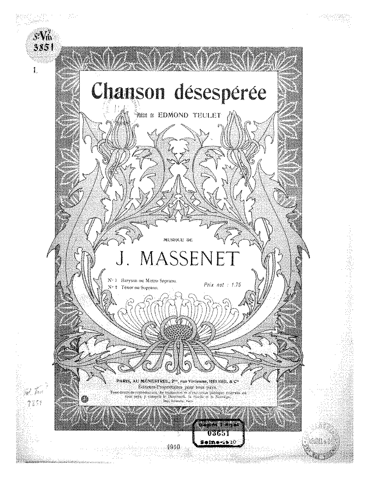 Chanson désespérée (Massenet, Jules) - IMSLP