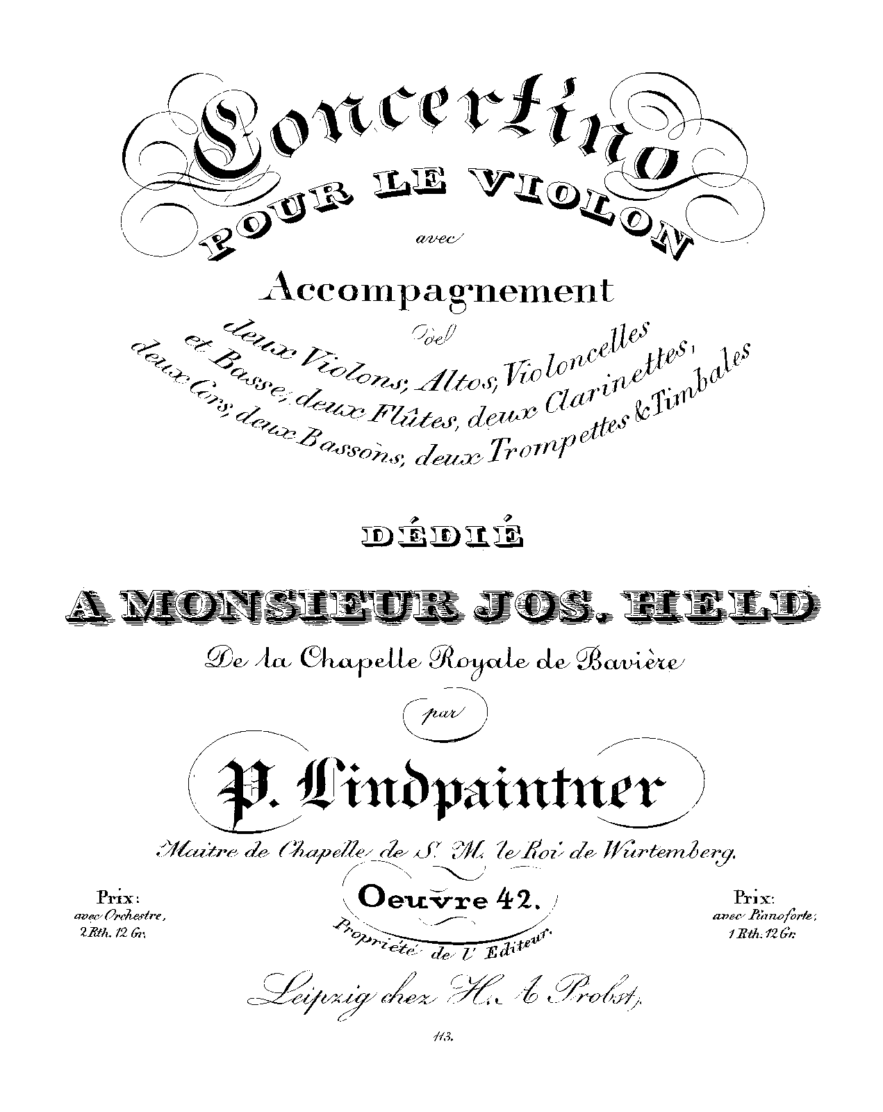 Violin Concertino, Op.42 (Lindpaintner, Peter Joseph von) IMSLP