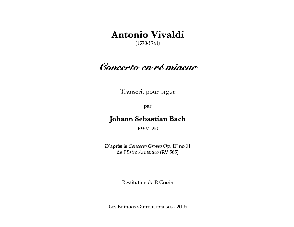 Organ Concerto in D minor, BWV 596 (Bach, Johann Sebastian) - IMSLP ...