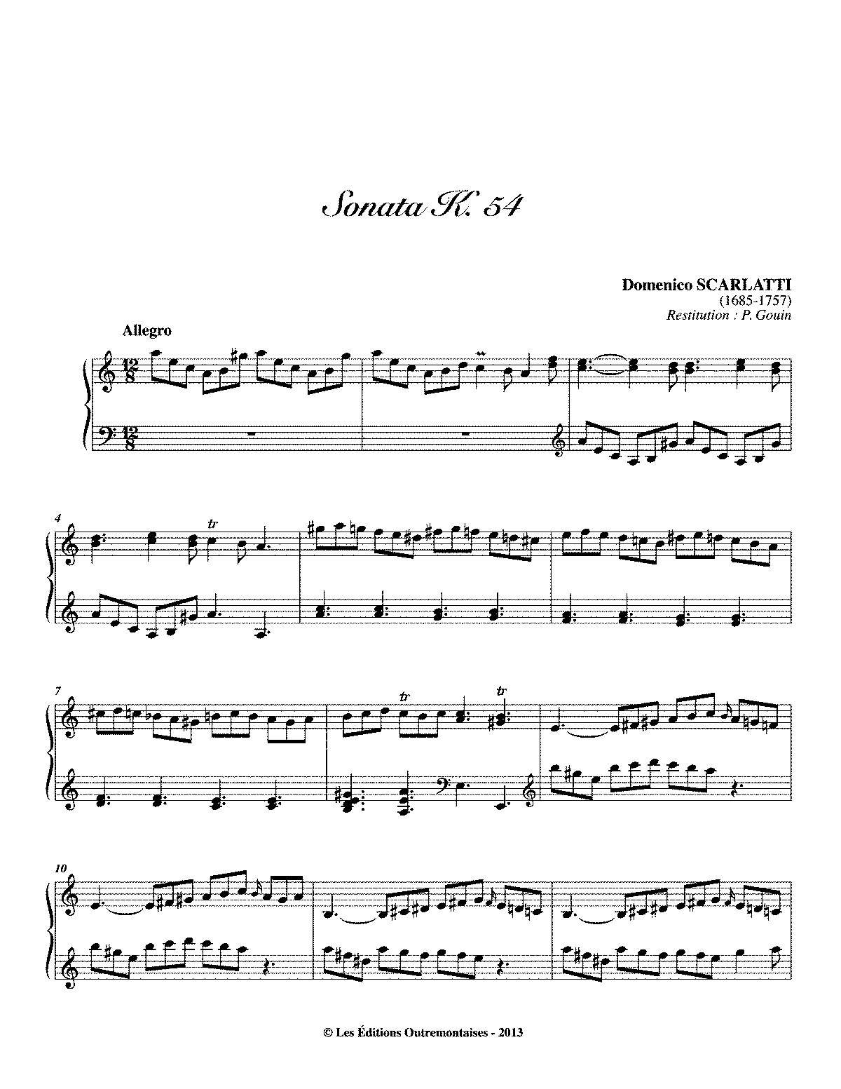 Keyboard Sonata in A minor, K.54 (Scarlatti, Domenico) - IMSLP: Free ...