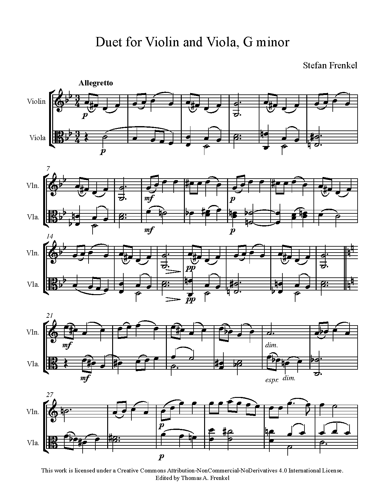 Duet for Violin and Viola in G minor (Frenkel, Stefan) IMSLP