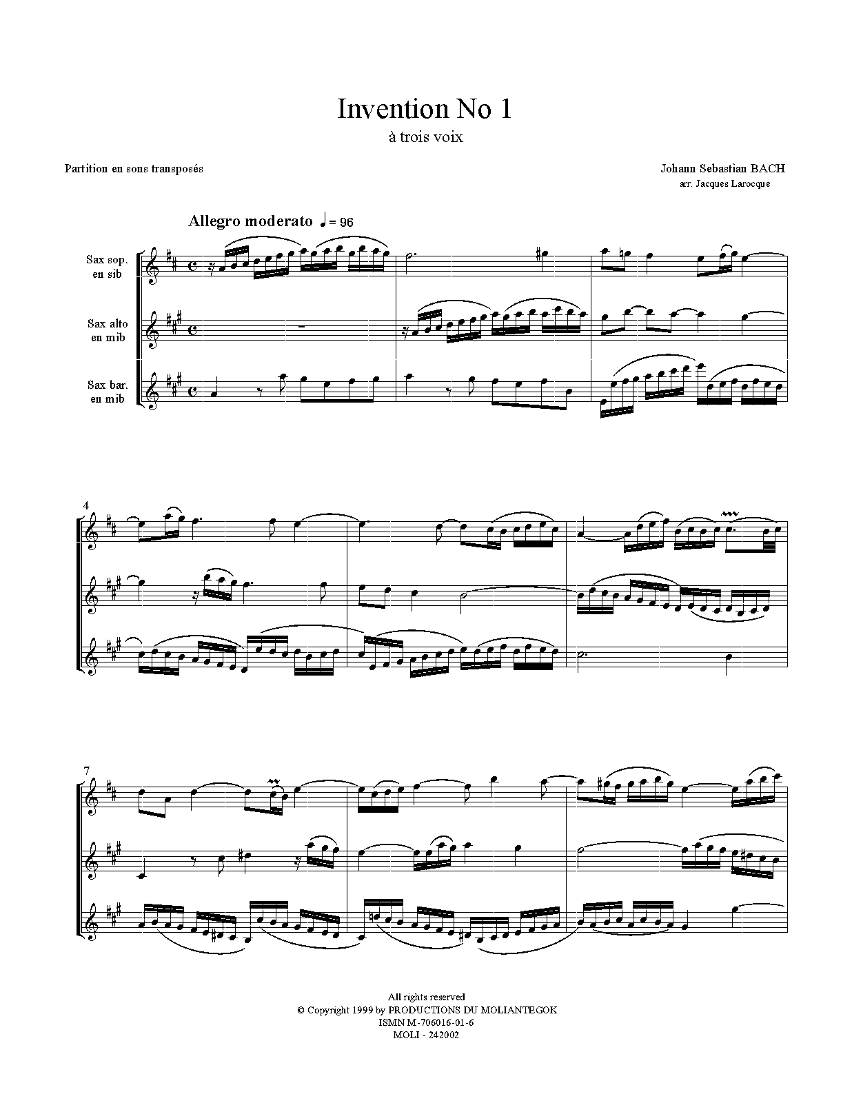 Partitura Piano Bach Invenzioni A Tre Voci Per Pianoforte | MercadoLivre