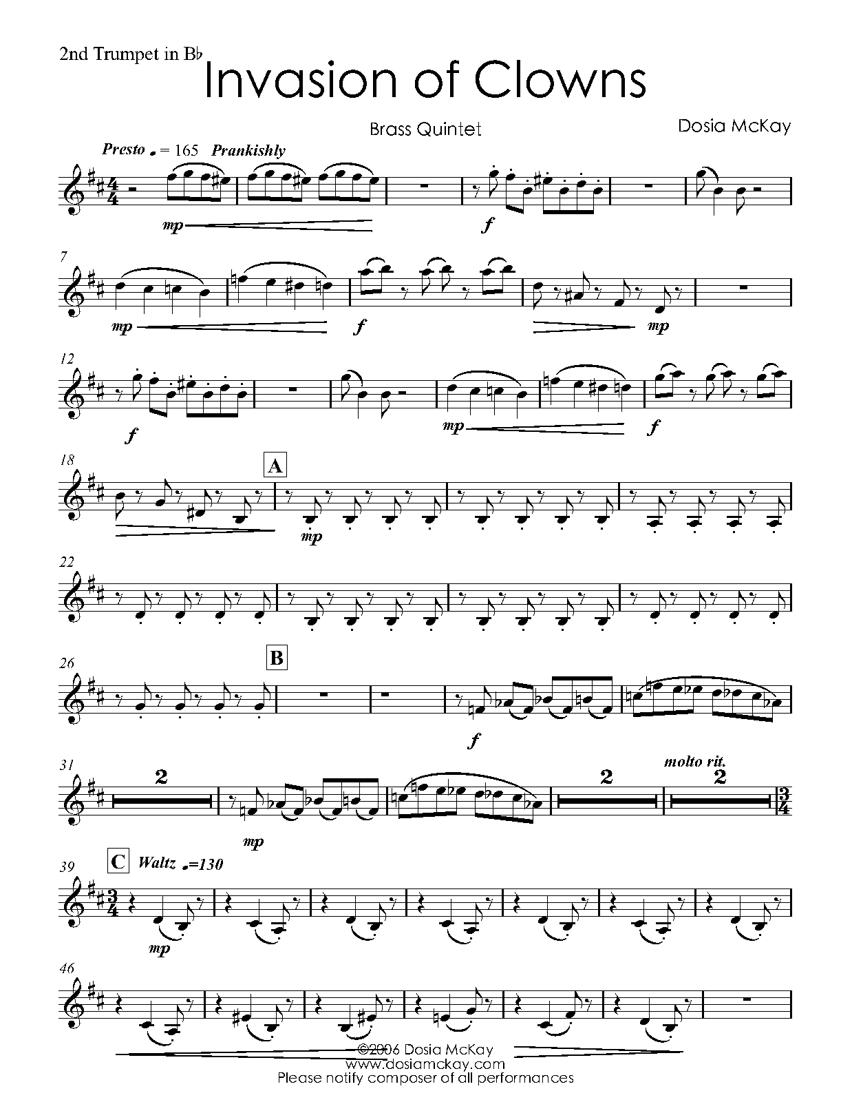 File:PMLP439565-Dosia McKay - Invasion of Clowns - Brass Quintet-2nd Trumpet in Bb.pdf