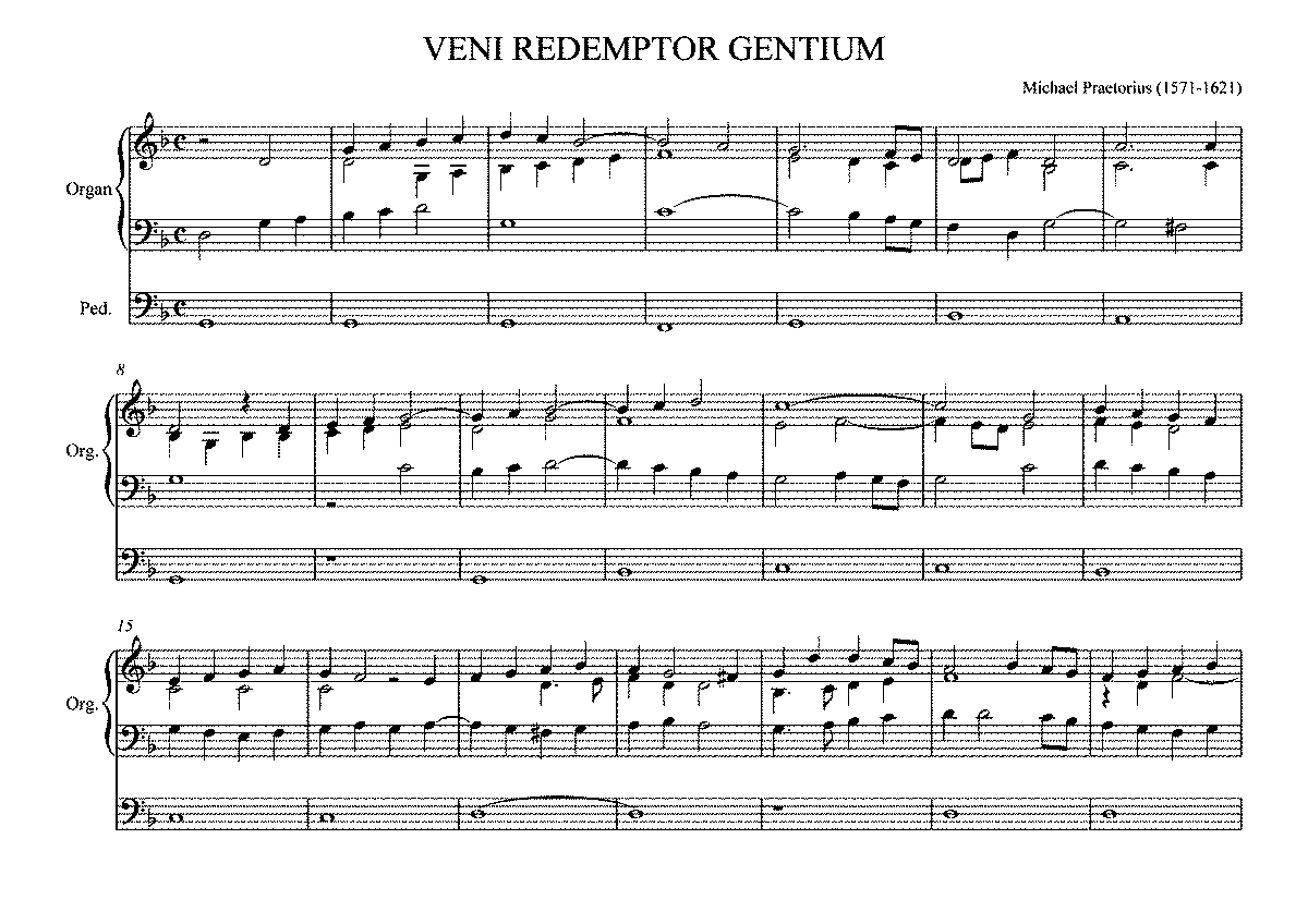 Veni Redemptor Gentium (Praetorius, Michael) - IMSLP