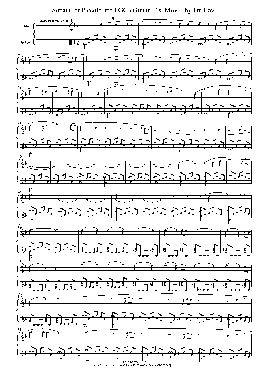 Sonata for Piccolo and FGC3 Classical Guitar in F major (Low, Ian) IMSLP