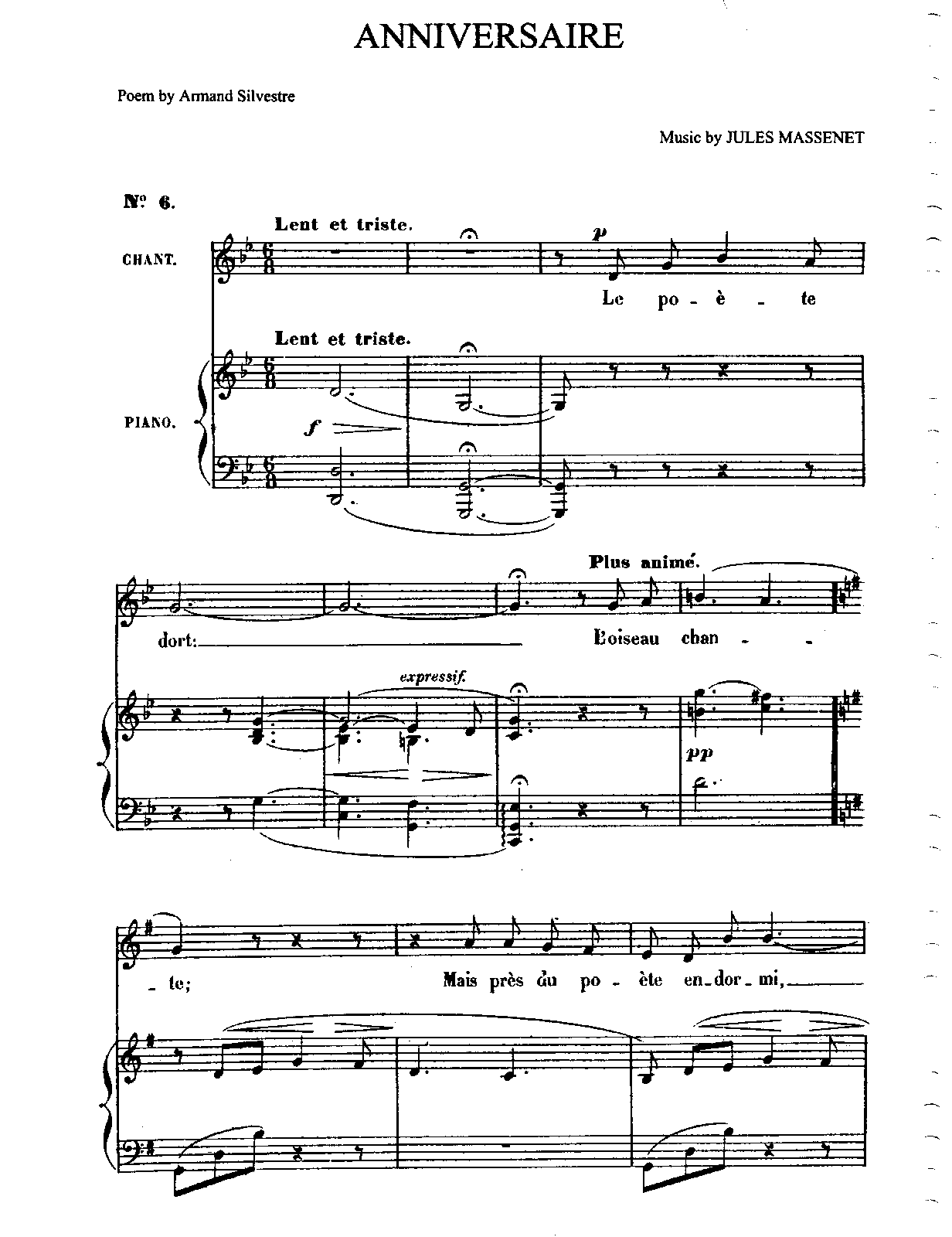 Anniversaire Massenet Jules Imslp Free Sheet Music Pdf Download
