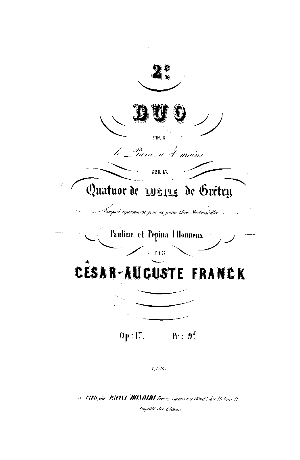 Piano Duo No.2 sur le quatuor de "Lucile" de André-Ernest-Modeste Grétry