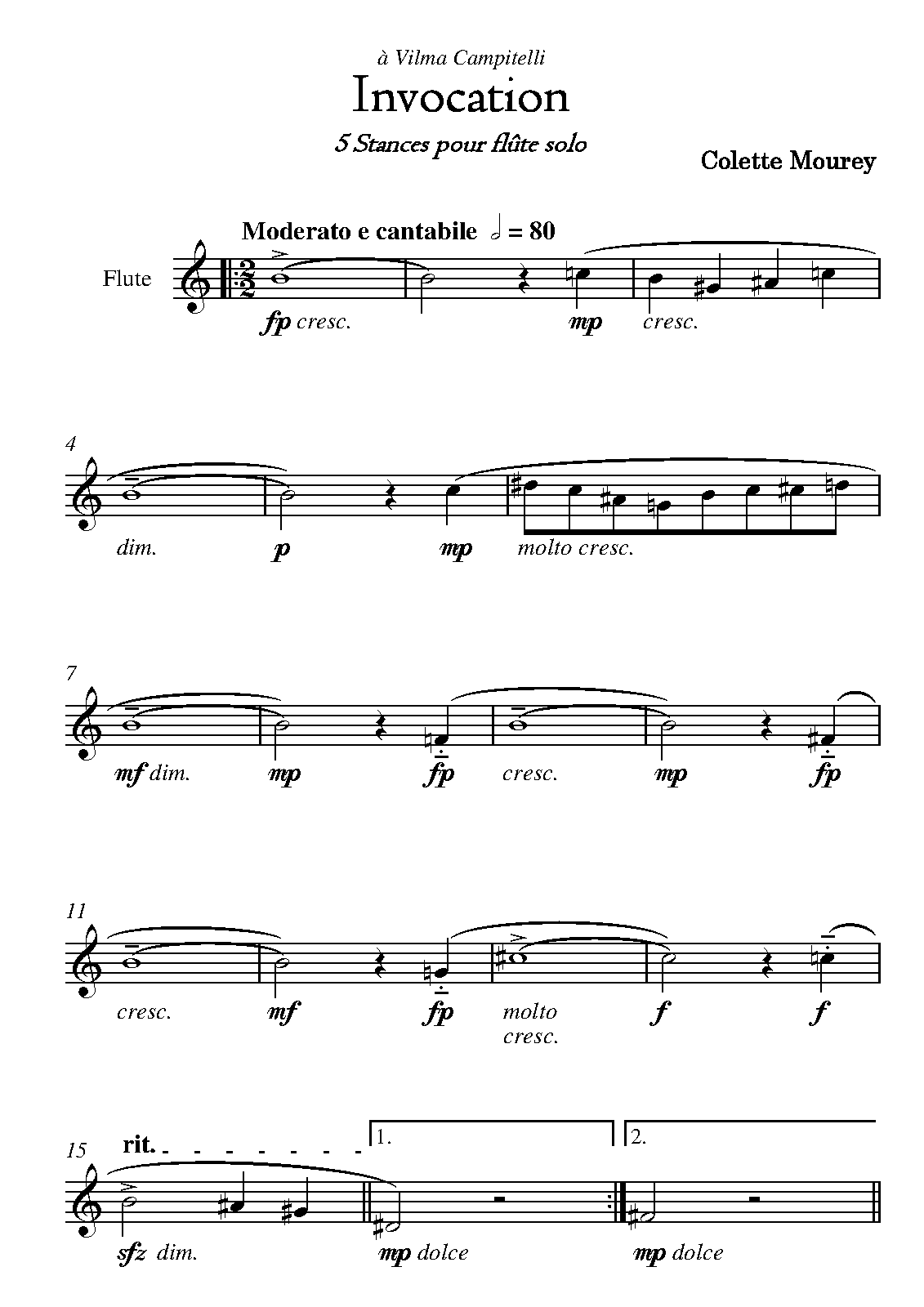 5 Stances for Flute Solo (Mourey, Colette) IMSLP