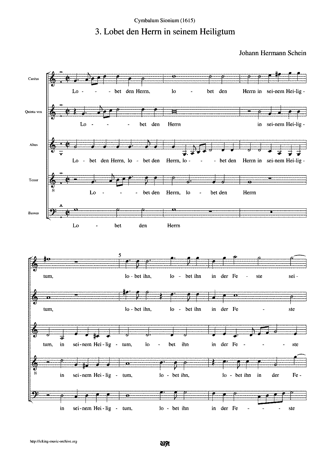 Lobet den Herrn in seinem Heiligtum (Schein, Johann Hermann) - IMSLP