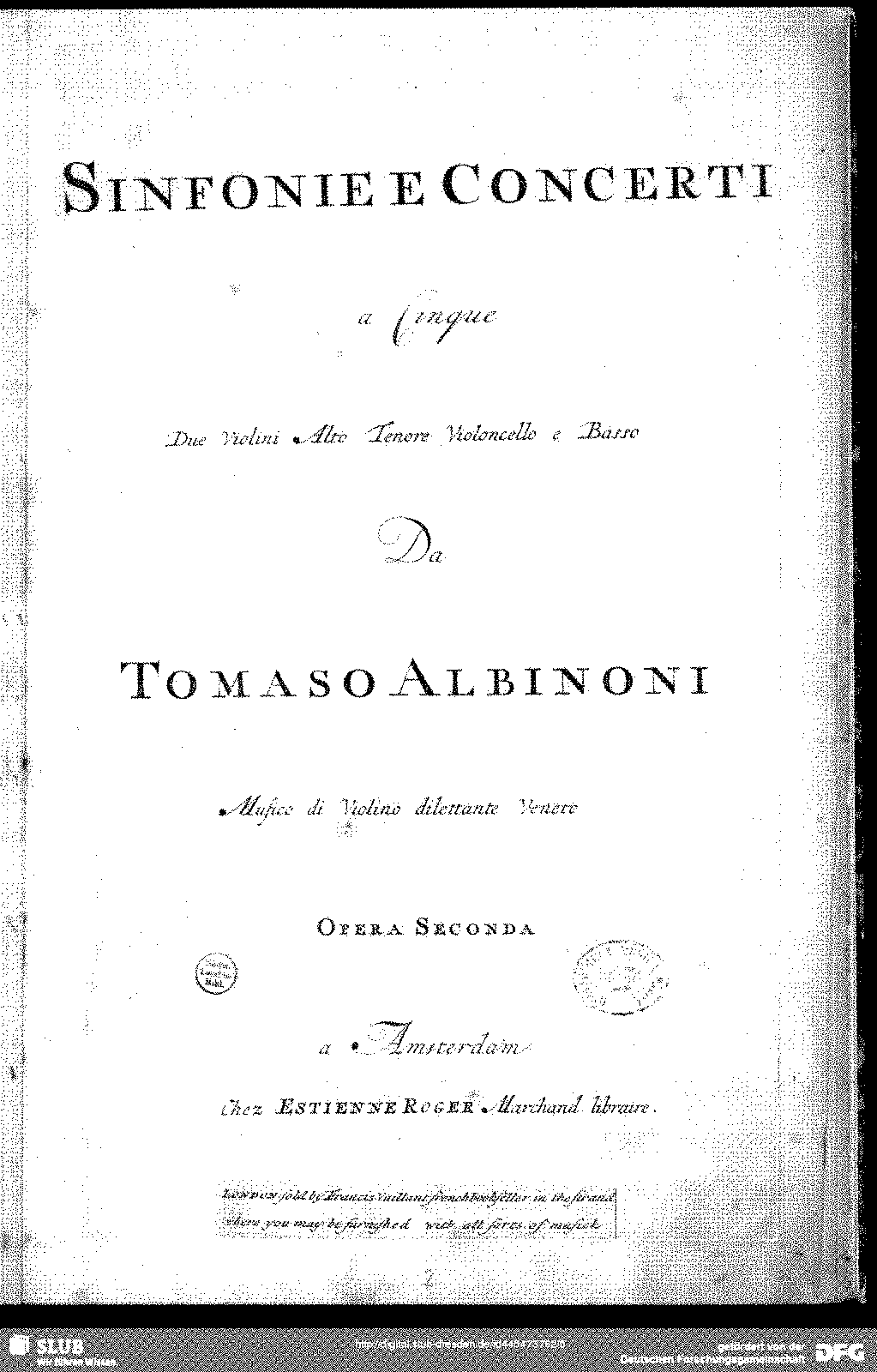 Sinfonie E Concerti A 5, Op.2 (Albinoni, Tomaso) - IMSLP: Free Sheet ...