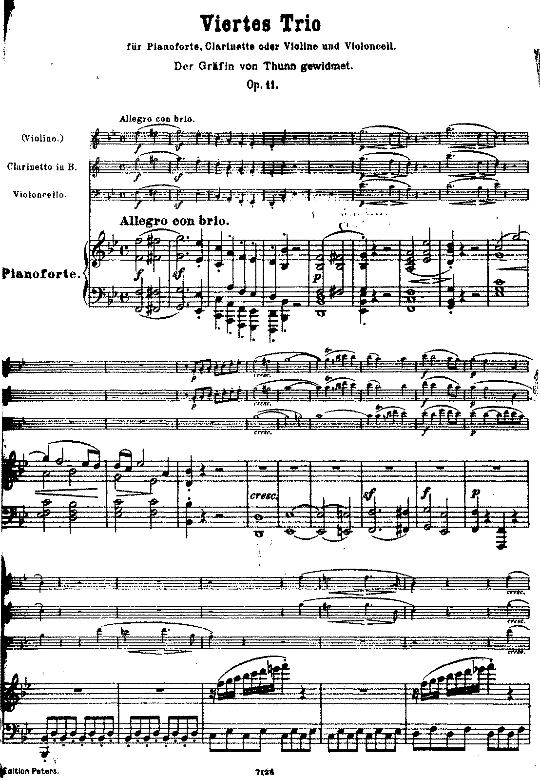 Trio In B-flat Major, Op.11 (Beethoven, Ludwig Van) - IMSLP: Free Sheet ...