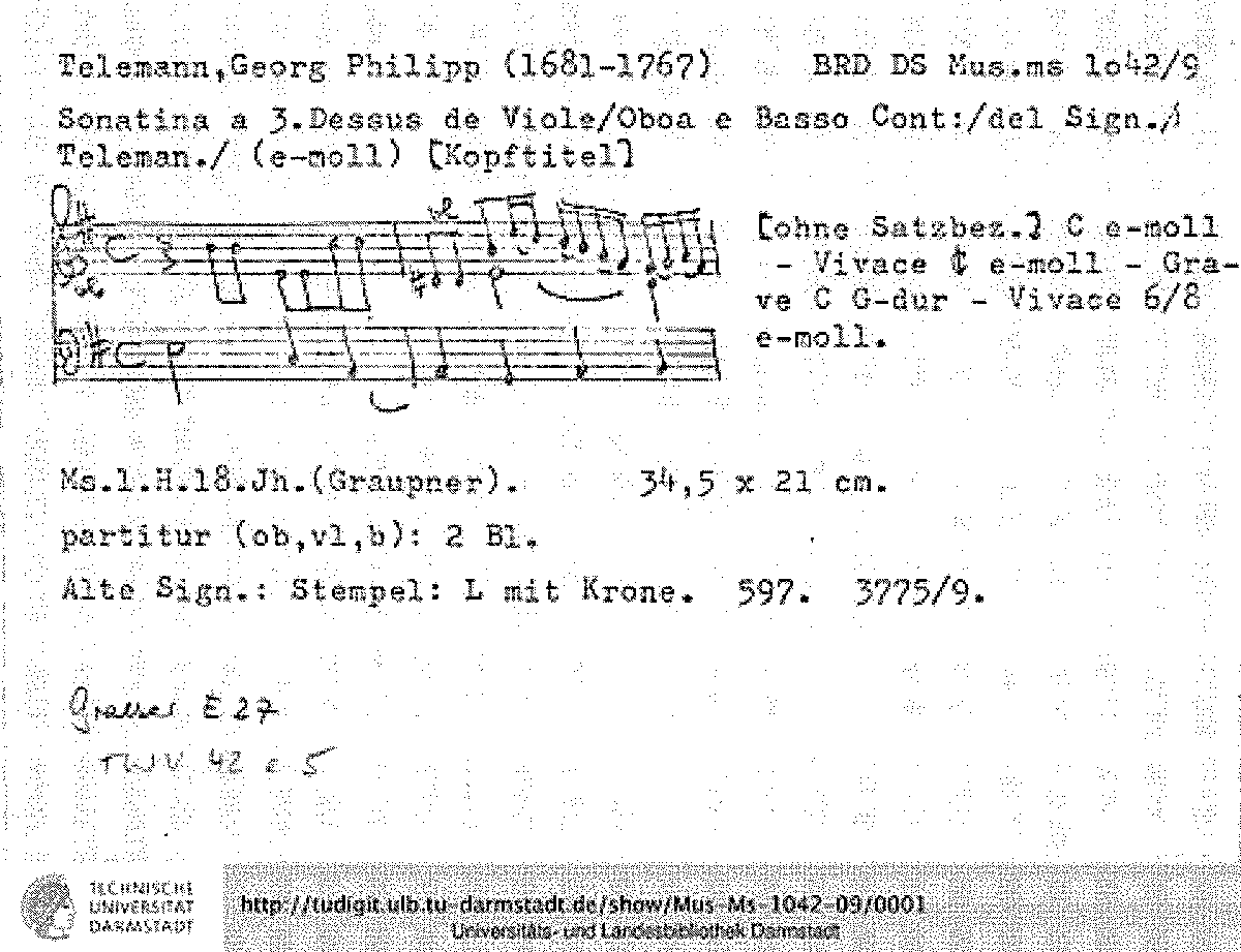 Trio Sonata, TWV 42:e5 (Telemann, Georg Philipp) - IMSLP: Free Sheet ...