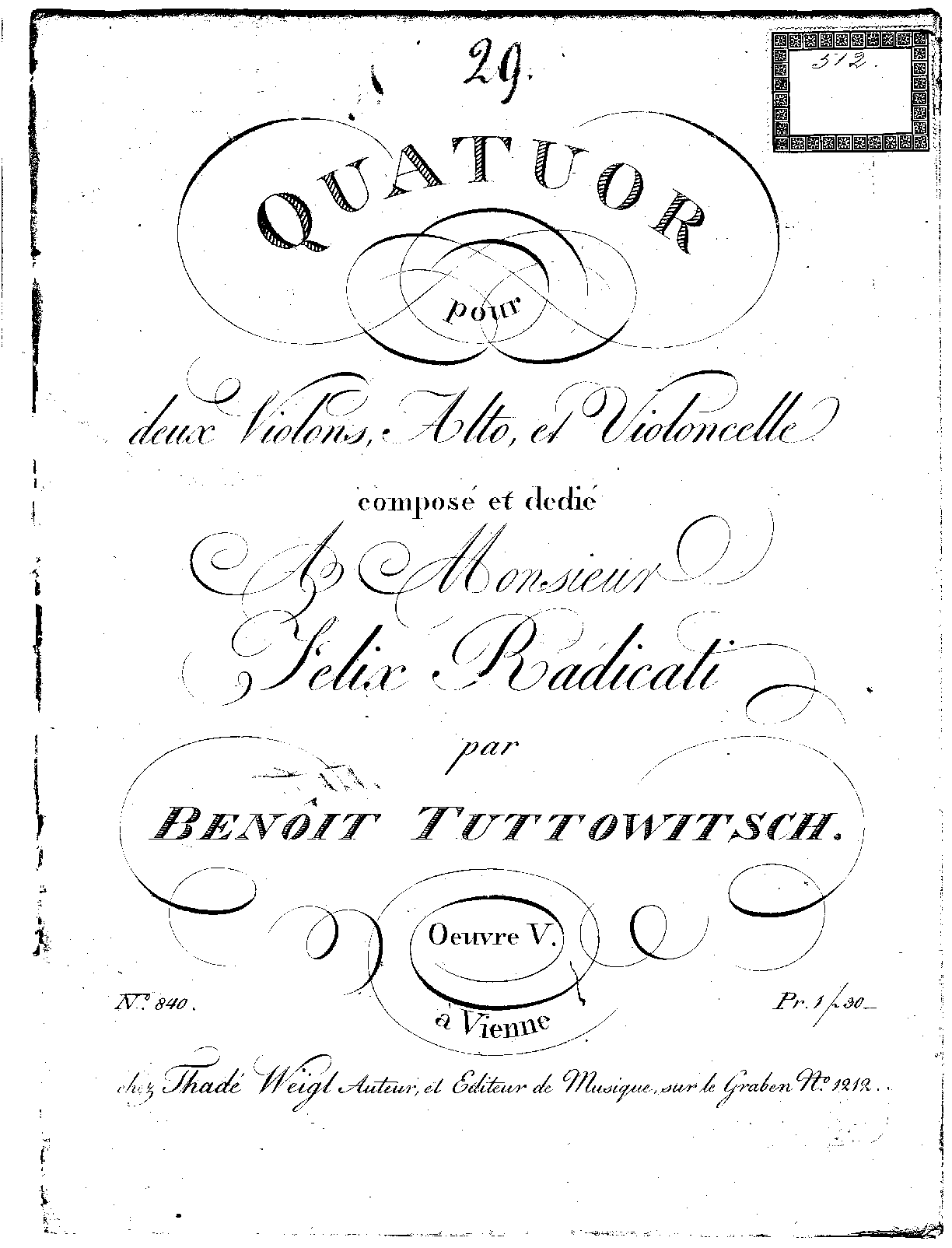 String Quartet in D minor, Op.5 (Tuttowitsch, Benoît) IMSLP
