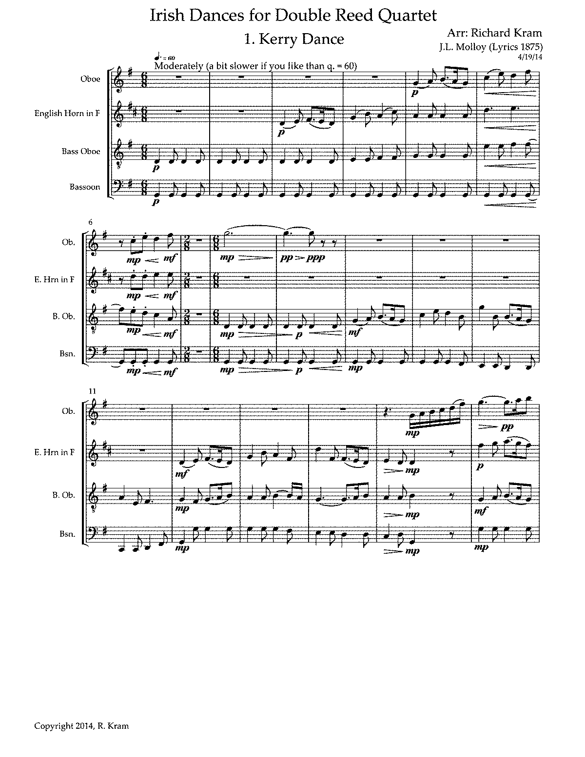 Irish Dances for Double Reed Quartet (Kram, Richard) - IMSLP