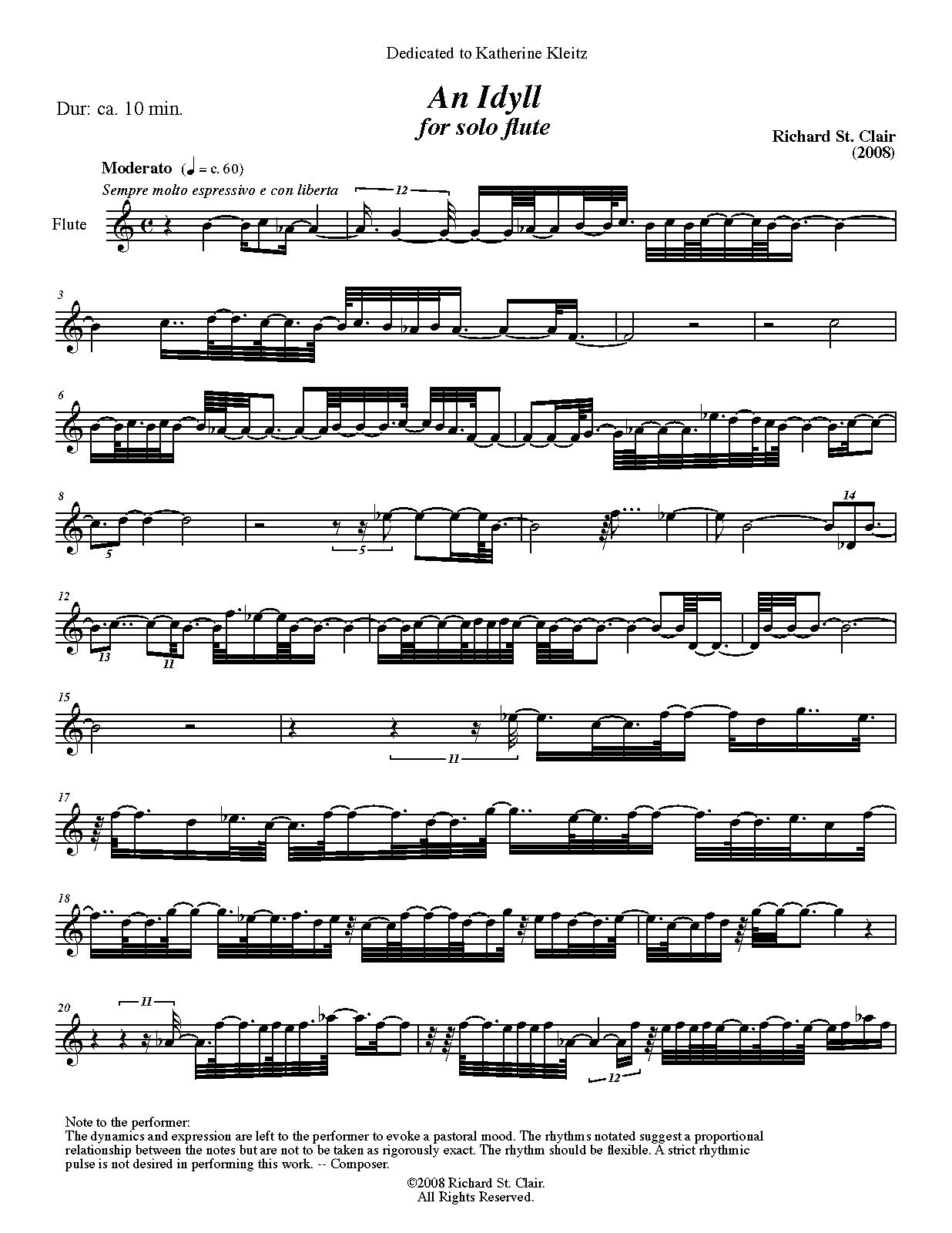 An Idyll for Solo Flute (St. Clair, Richard) IMSLP