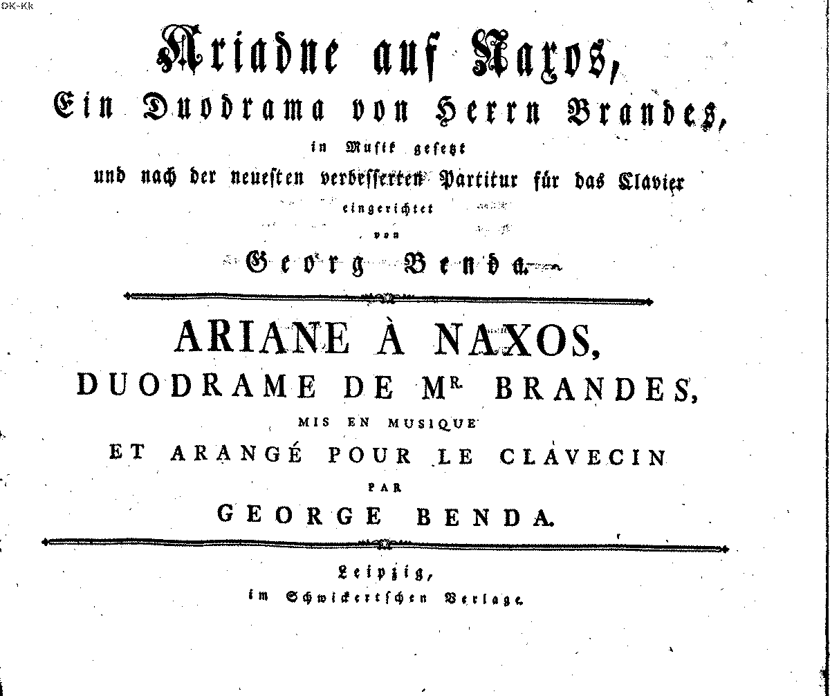 Ariadne auf Naxos, L.476 (Benda, Georg) - IMSLP