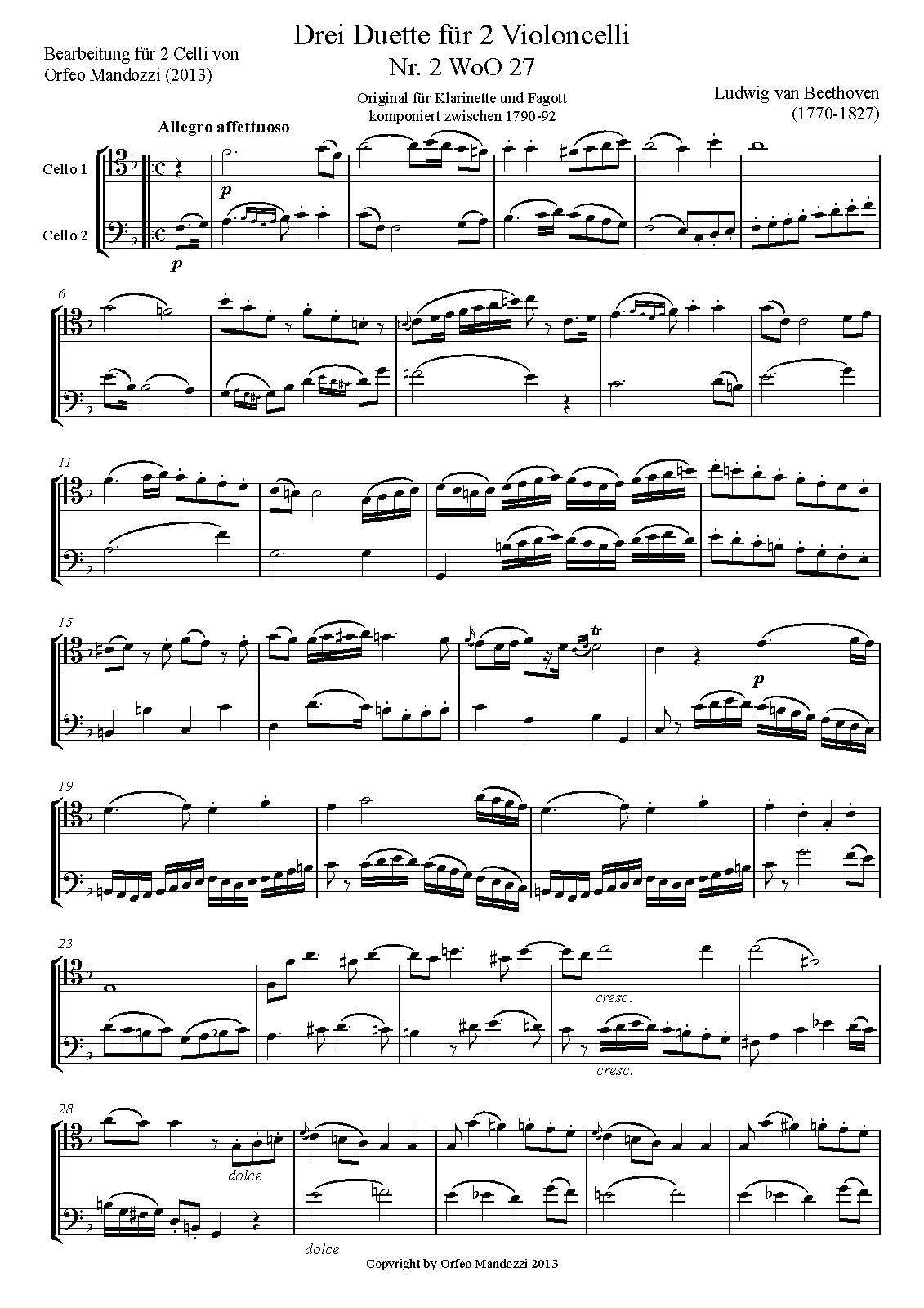 3 Duets for and Bassoon, WoO 27 (Beethoven, Ludwig van