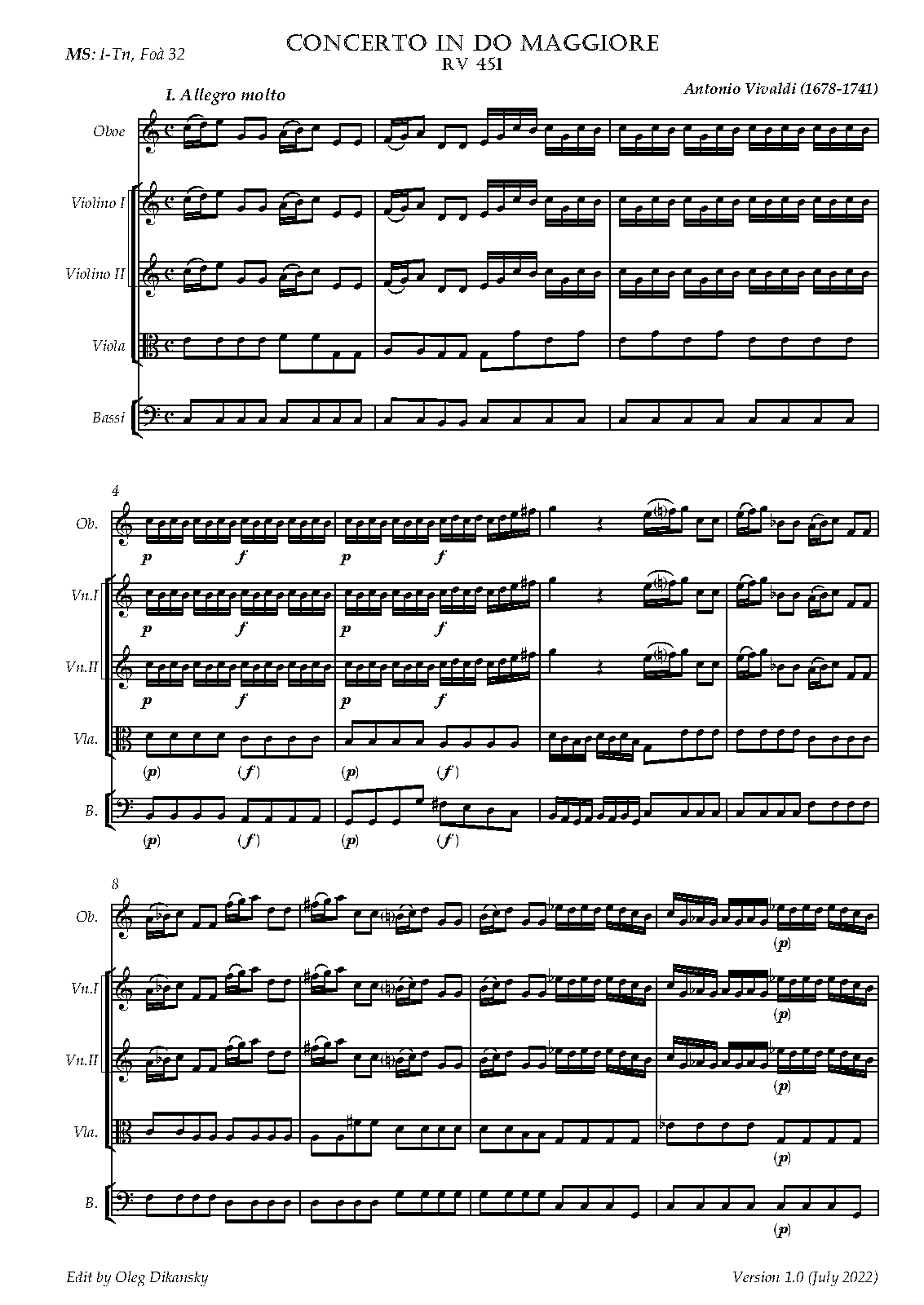 Oboe Concerto in C major, RV 451 (Vivaldi, Antonio) IMSLP