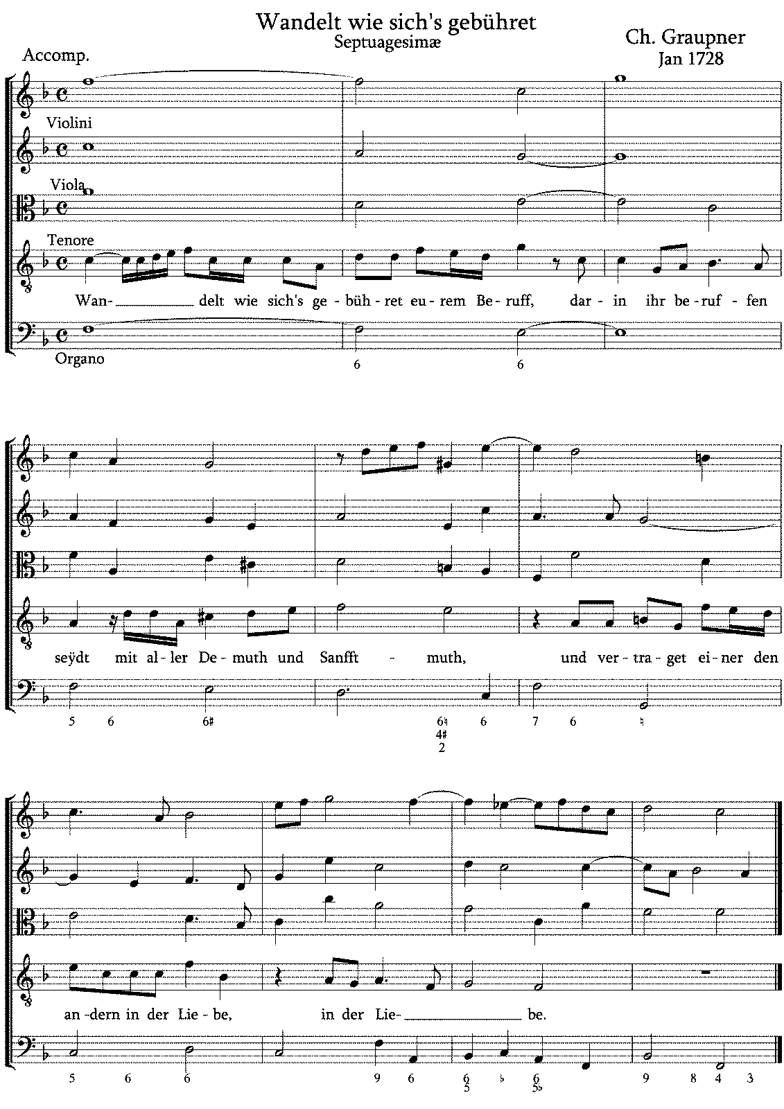 Wandelt wie sich's gebühret, GWV 1117/28 (Graupner, Christoph) - IMSLP