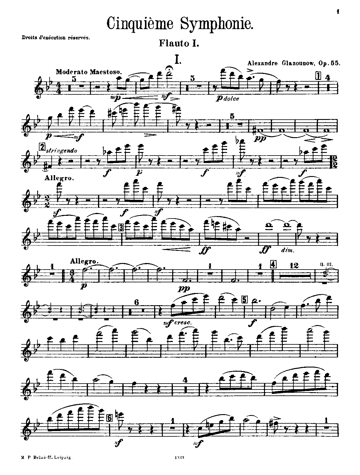 Symphony No.5, Op.55 (Glazunov, Aleksandr) - IMSLP: Free Sheet Music ...