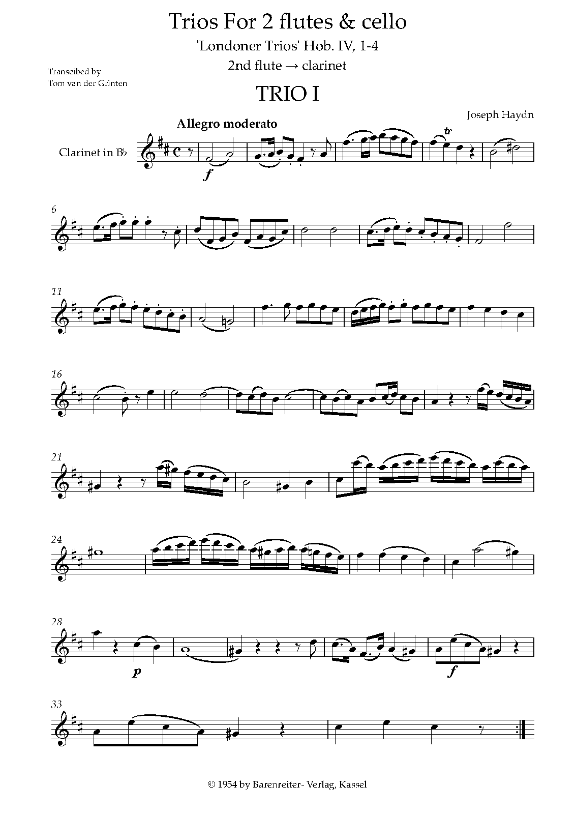 London Trios (Haydn, Joseph) IMSLP Free Sheet Music PDF Download