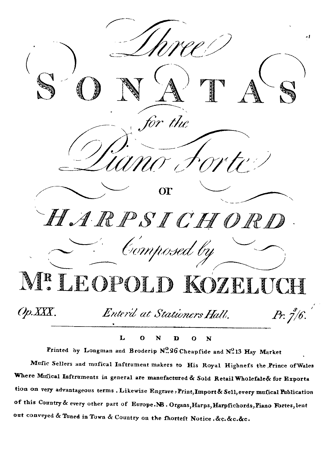 3 Keyboard Sonatas, P.XII:29-31 (Kozeluch, Leopold) - IMSLP