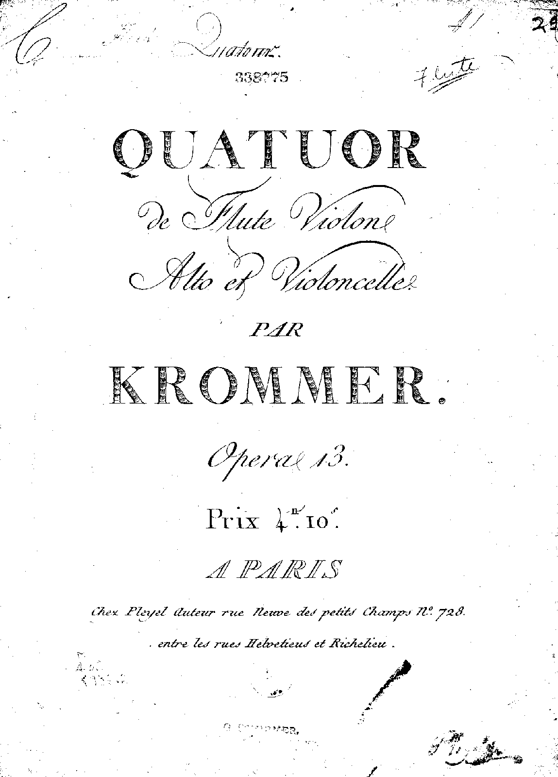 Flute Quartet, Op.13 (Krommer, Franz) IMSLP