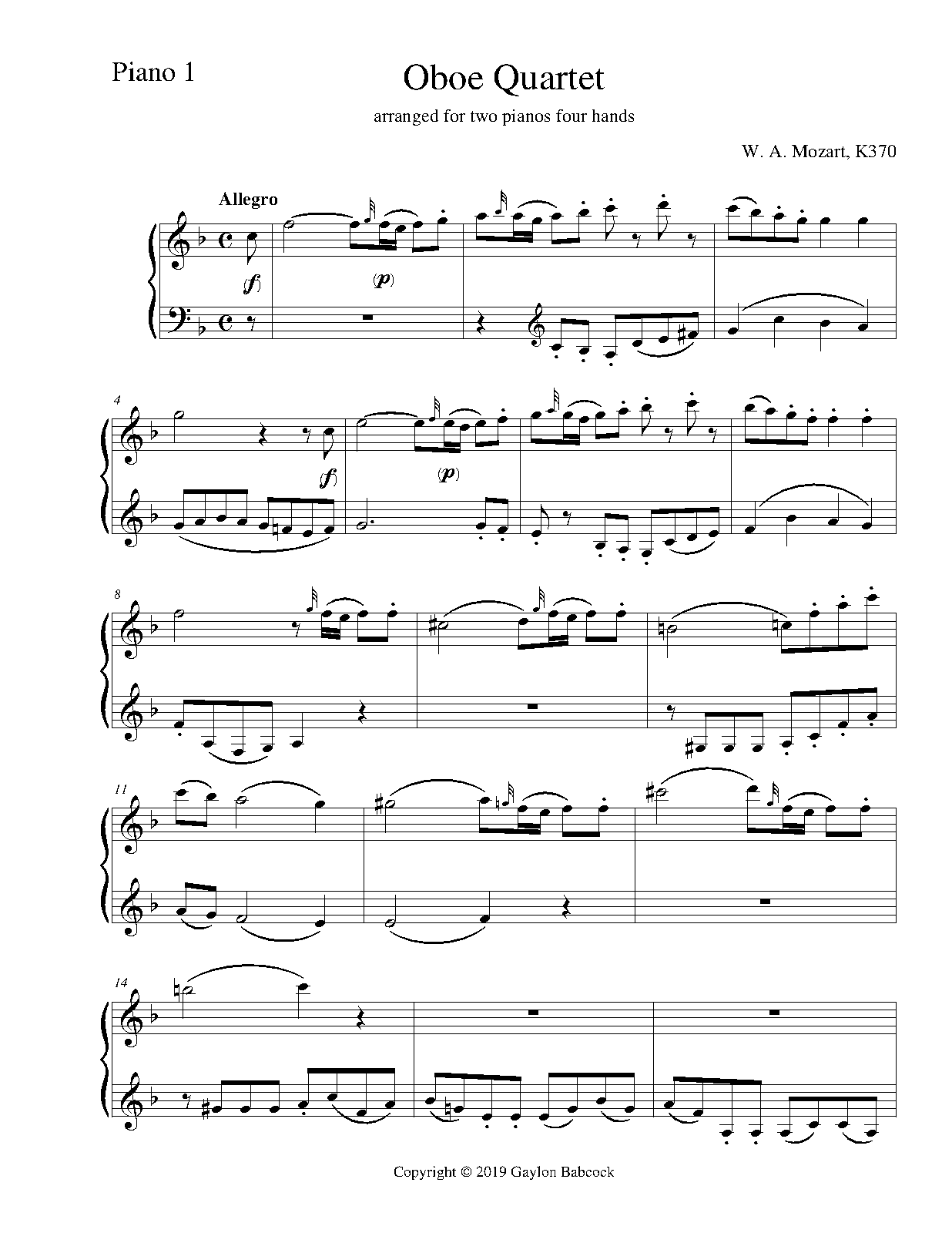 Oboe Quartet in F major, K.370∕368b (Mozart, Wolfgang Amadeus) IMSLP