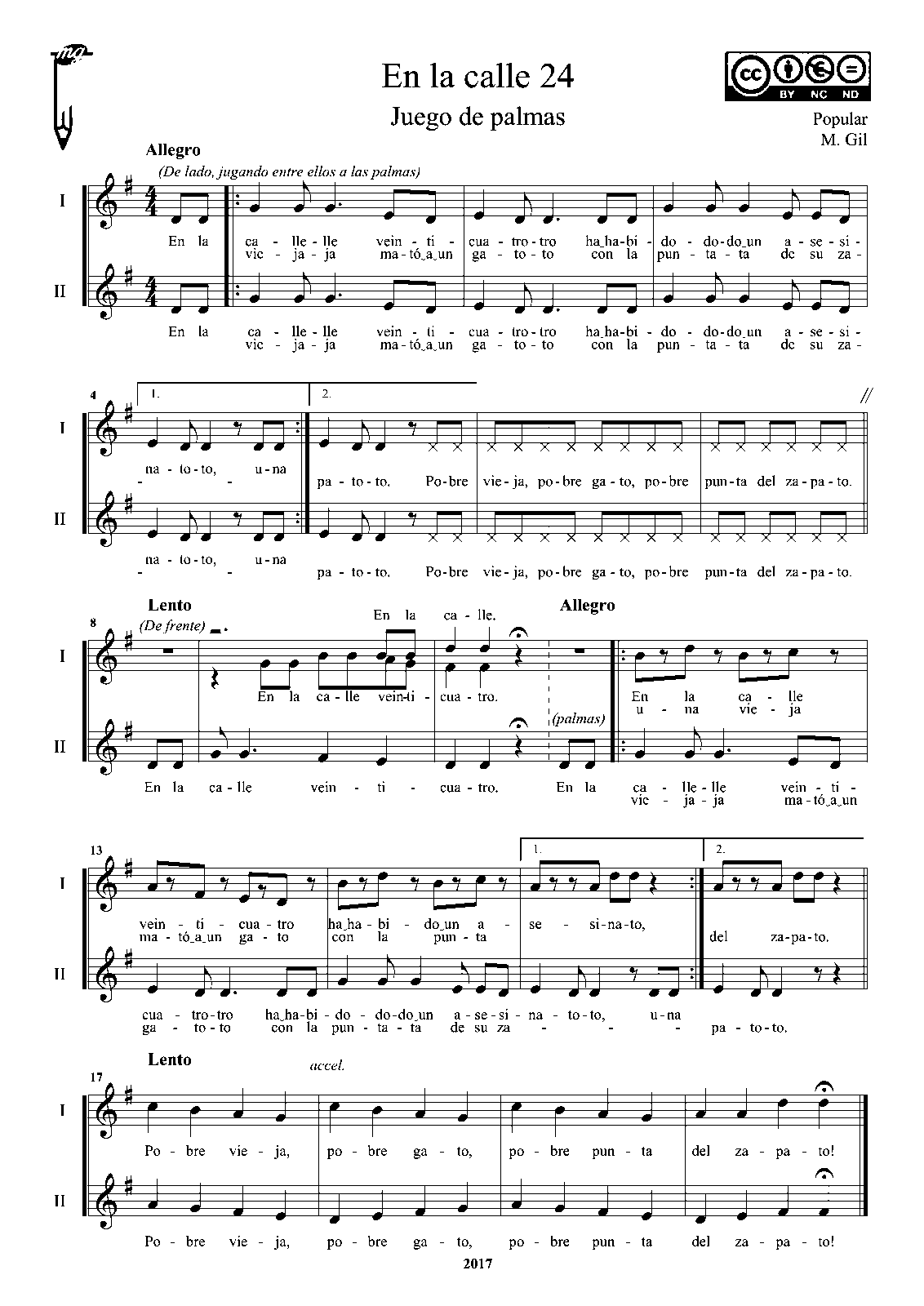 En La Calle 24 Juego De Manos Letra En la calle 24 (Gil Muñoz, María) - IMSLP: Free Sheet Music PDF Download