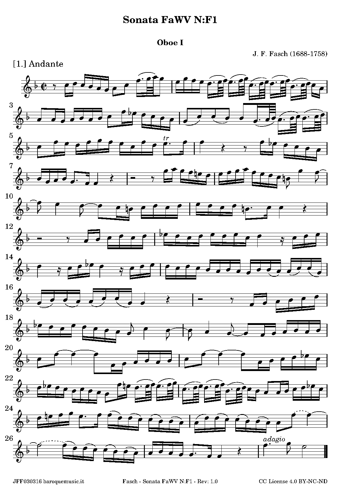 Sonata for 2 Oboes and 2 Bassoons, FaWV NF1 (Fasch, Johann Friedrich