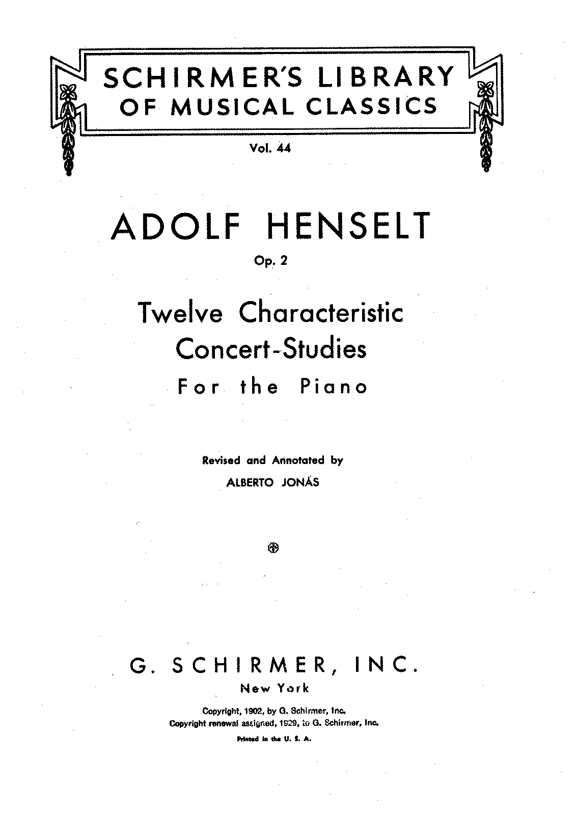 12 Études caractéristiques, Op.2 (Henselt, Adolf von) - IMSLP