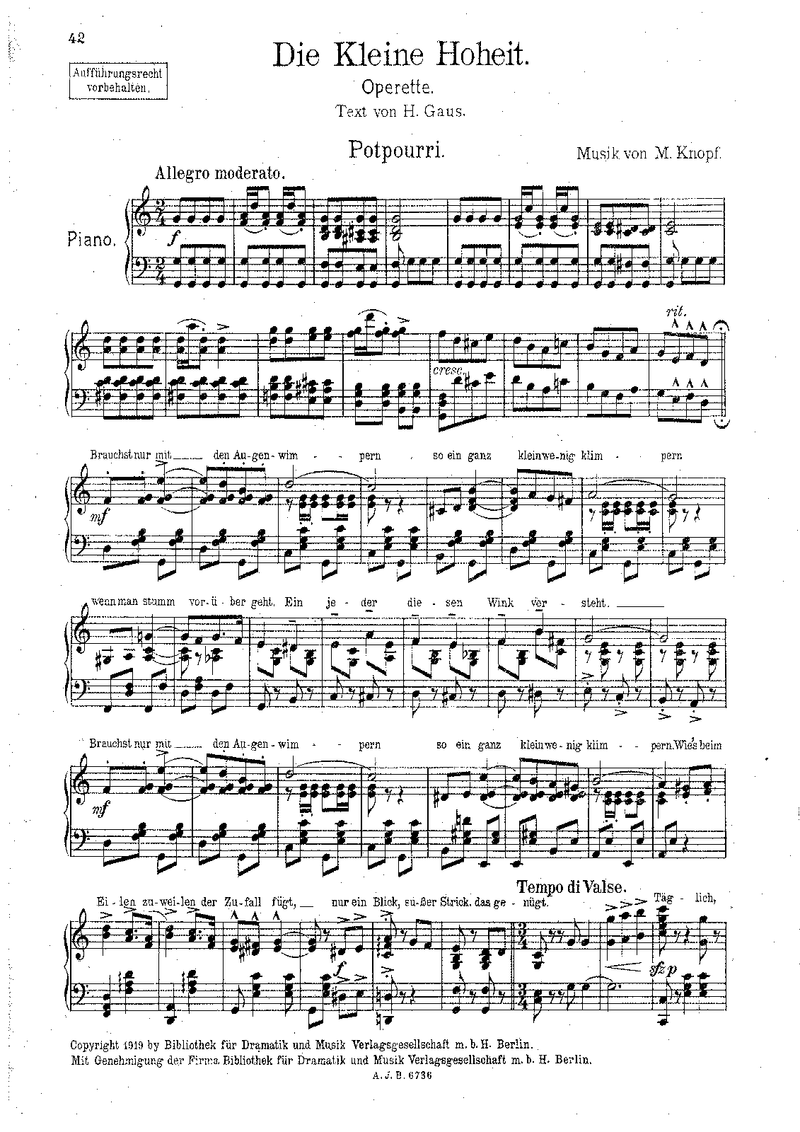 Die kleine Hoheit (Knopf, Martin) IMSLP