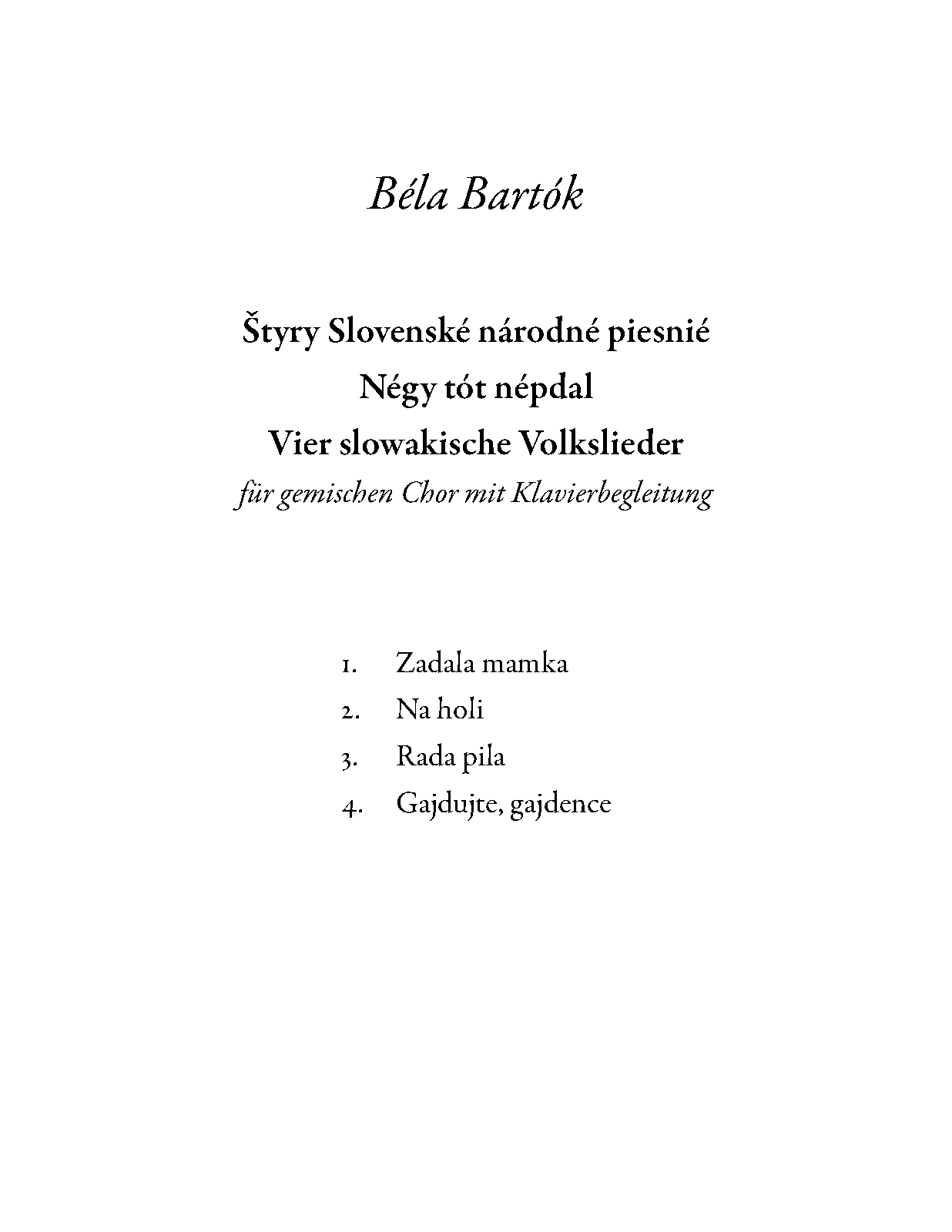 Štyry Slovenské národné piesnié