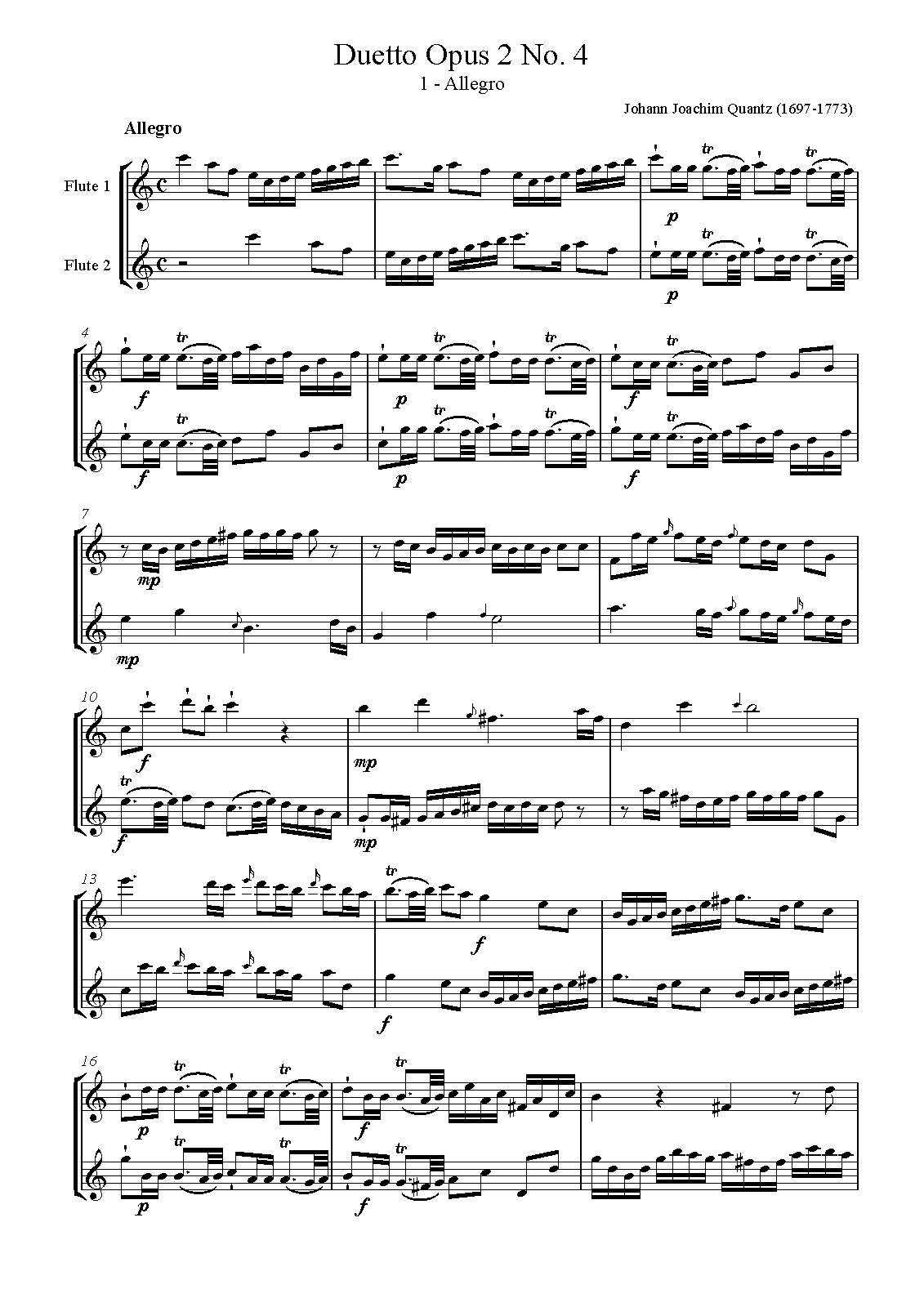 6 Duets for 2 Flutes, QV 32 (Quantz, Johann Joachim) IMSLP