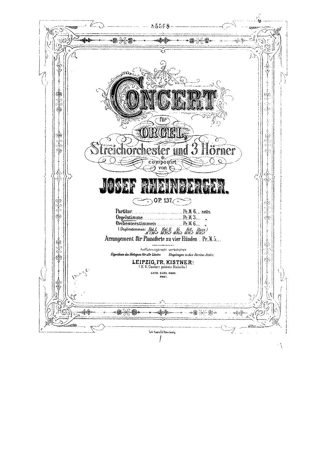 Organ Concerto No.1, Op.137 (Rheinberger, Josef Gabriel) - IMSLP