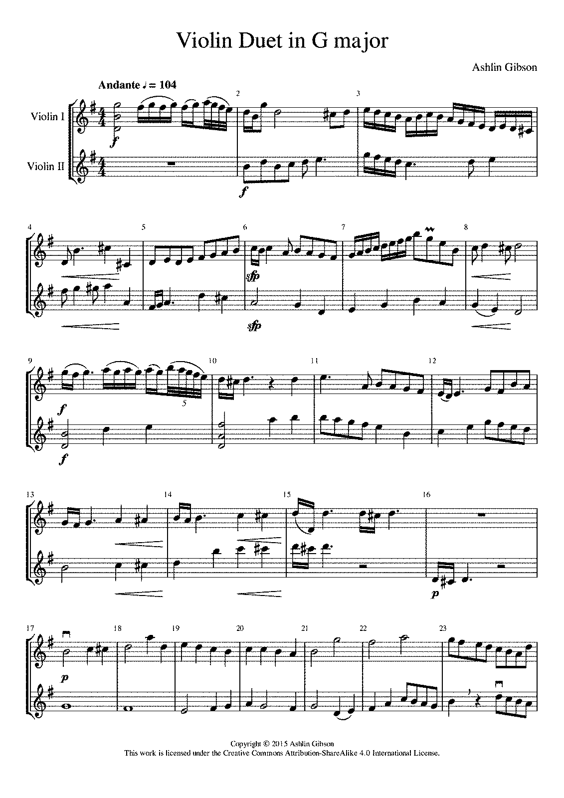 Violin Duet in G major (Gibson, Ashlin Tyler) - IMSLP