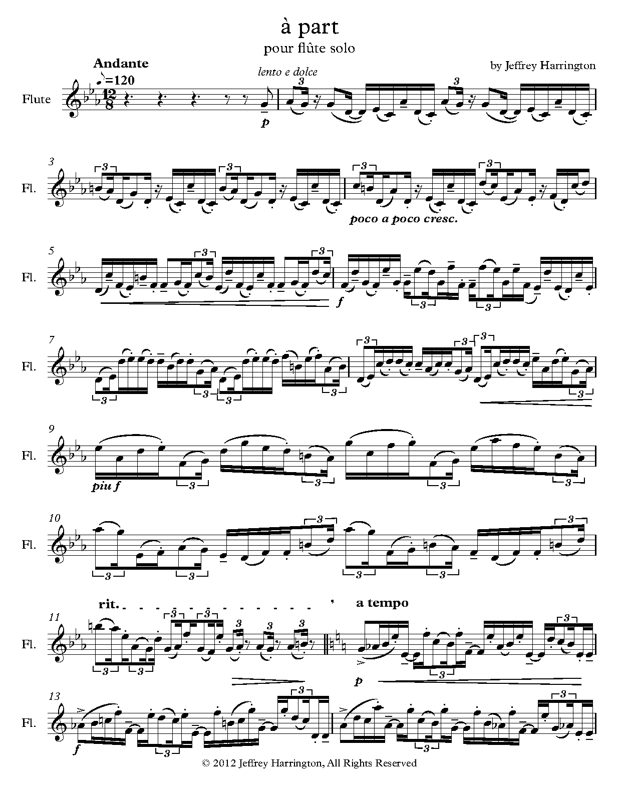 À Part for Solo Flute (Harrington, Jeffrey Michael) IMSLP