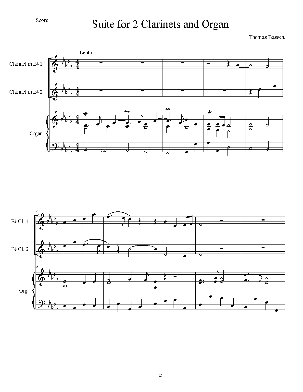 Suite for 2 and Organ (Bassett, Thomas) IMSLP