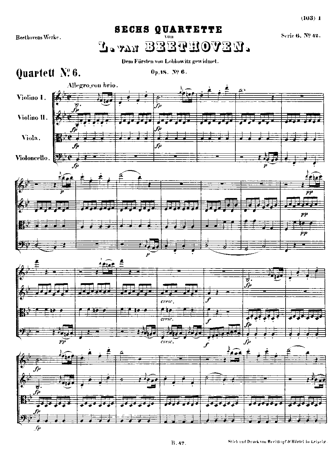 String Quartet No.6 in B-flat major