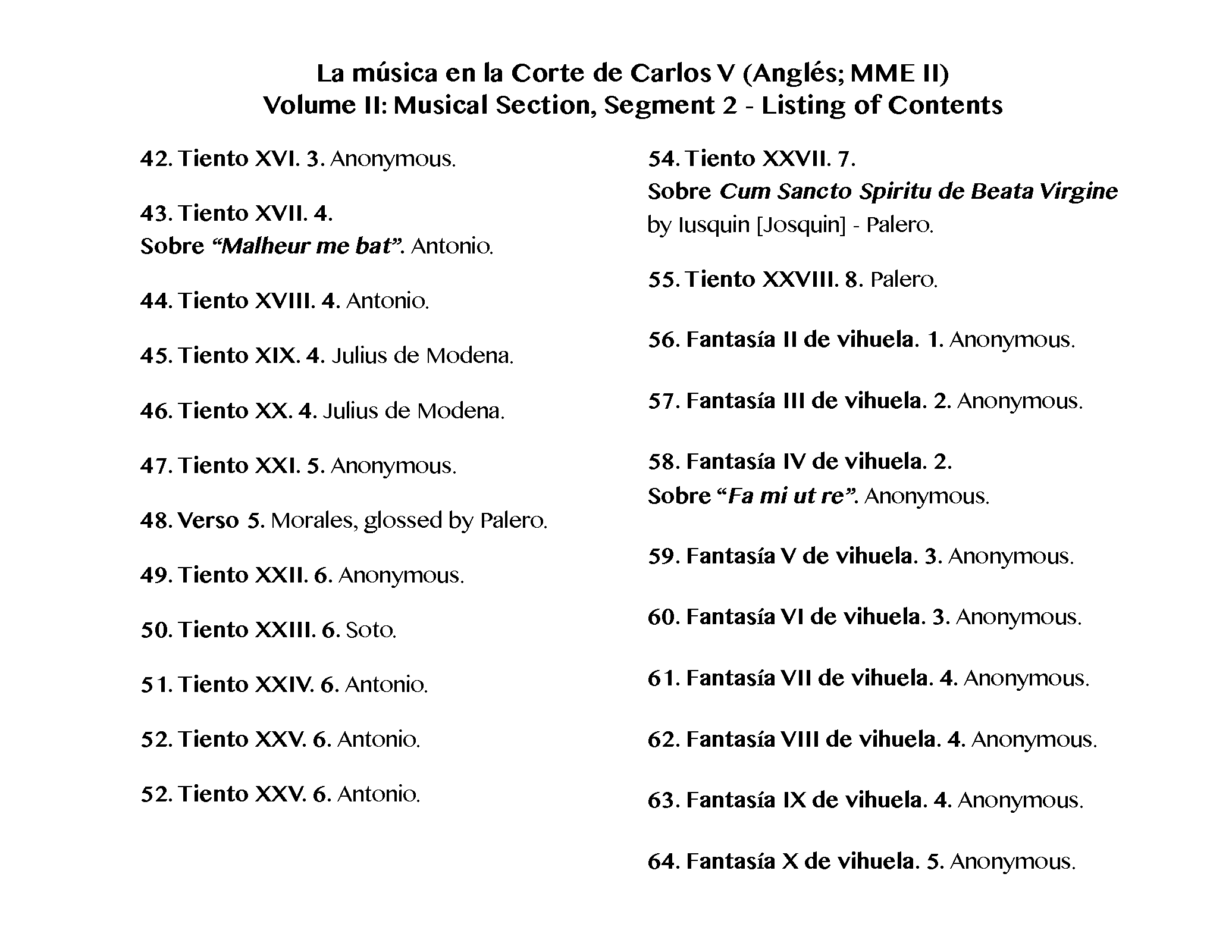 File:PMLP392363-La música en la Corte de Carlos V (Anglés), MME II, Vol. 2, musical score only, segment 2, listing of contents.pdf
