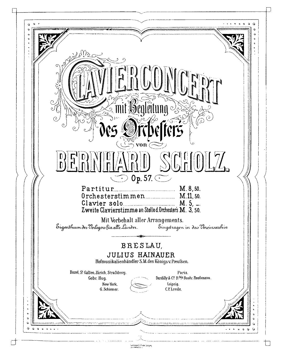 Piano Concerto, Op.57 (Scholz, Bernhard) - IMSLP: Free Sheet Music PDF ...