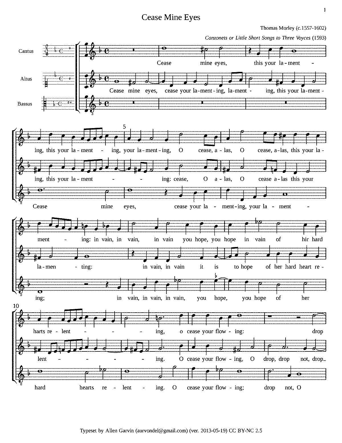 Cease Myne Eyes (morley, Thomas) - Imslp