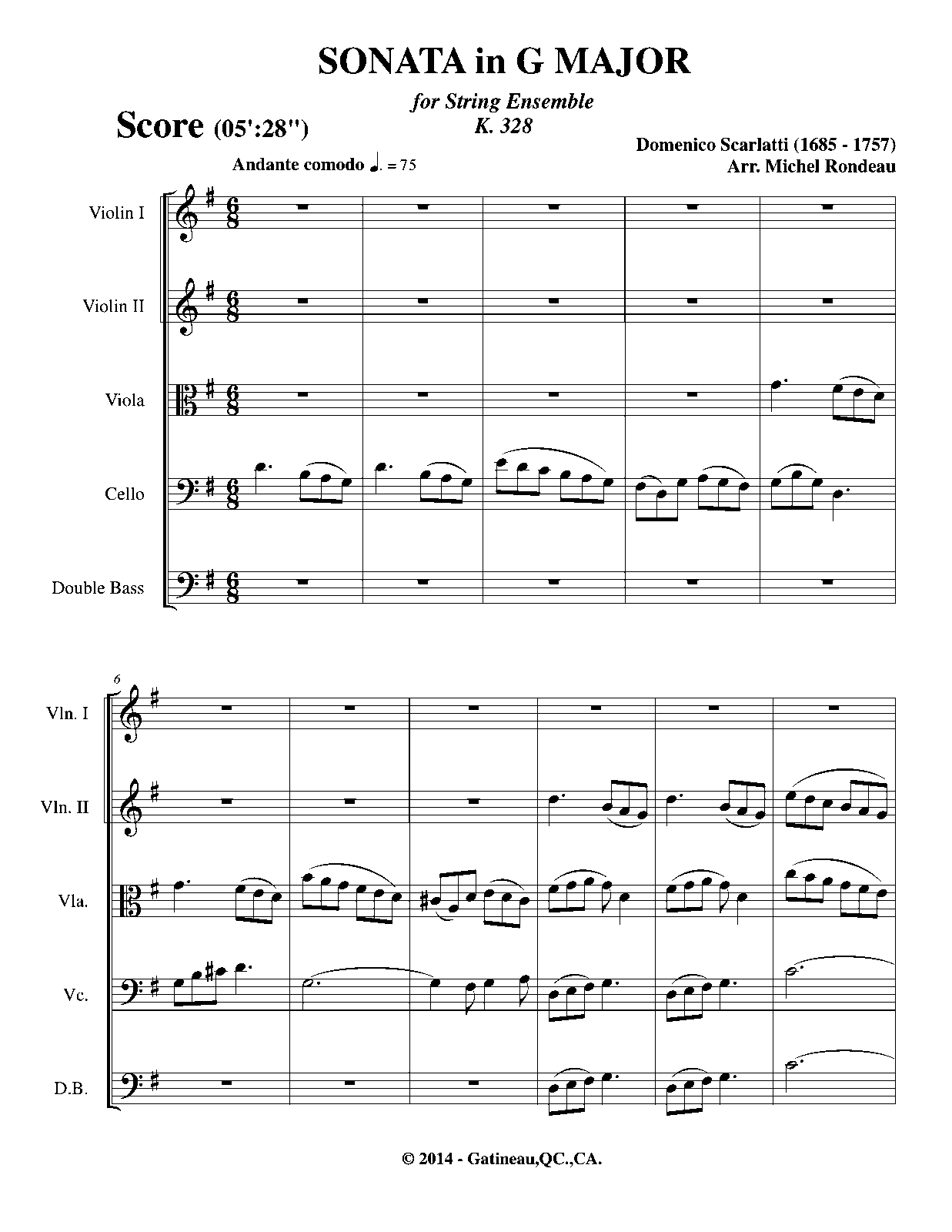 Keyboard Sonata in G major, K.328 (Scarlatti, Domenico) IMSLP Free