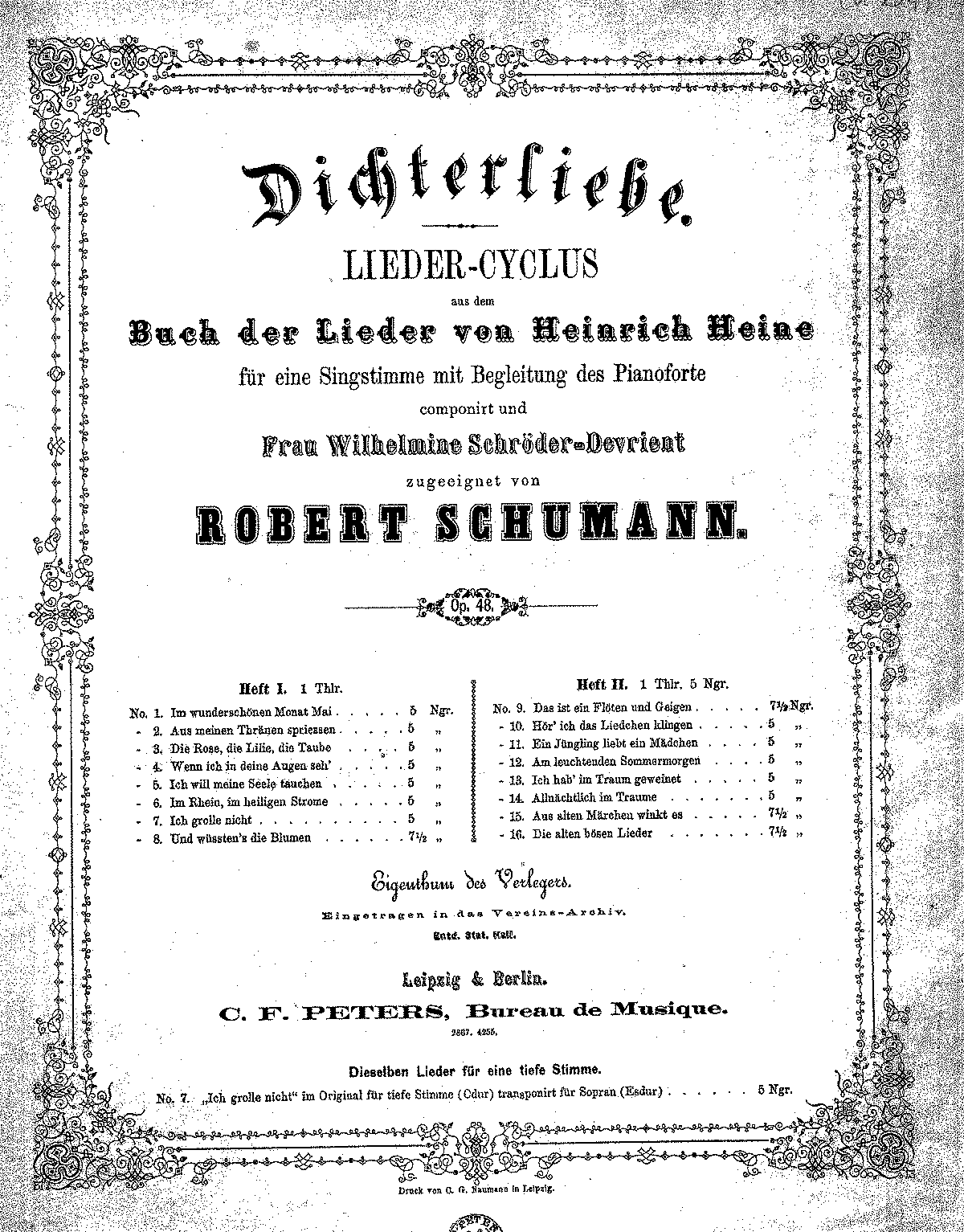 Dichterliebe, Op.48 (Schumann, Robert) - IMSLP: Free Sheet Music PDF ...